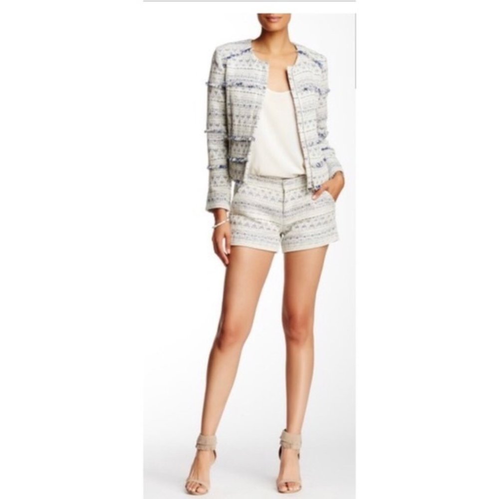 NEW Joie Merci Jacquard Geometric Pattern Cream Ivory Canvas Shorts Size 2